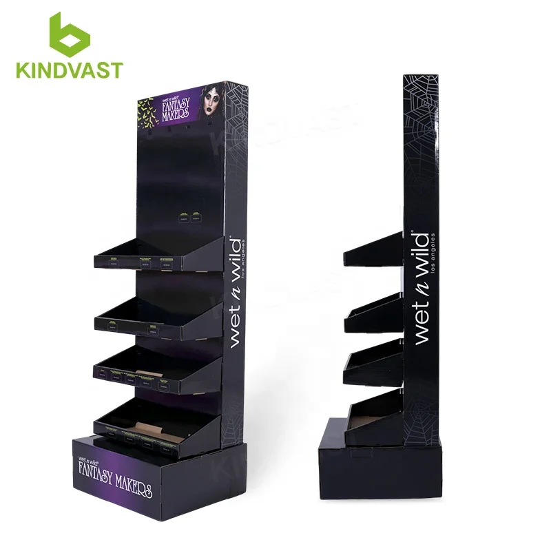 Custom retail cardboard display rack stand cardboard makeup displays rack products