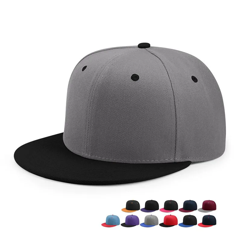 Wholesale snap back Caps Blank Snapback With Custom Logo Unisex Adults 6-Panel Flat Brim Hat For Hip Hop