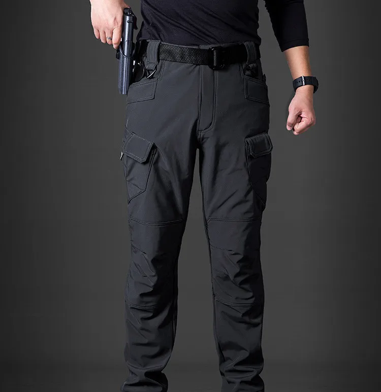 Winter  shark skin soft shell trousers men thick warm windproof waterproof fleece pants hiking pants tactical pants