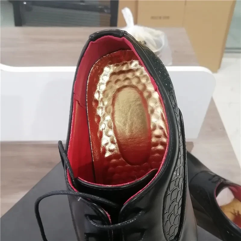 2023 New Styles Luxury Big Size 46 Formal Walking Wedding Office Casual Leather High Heel Dress Shoes for Men