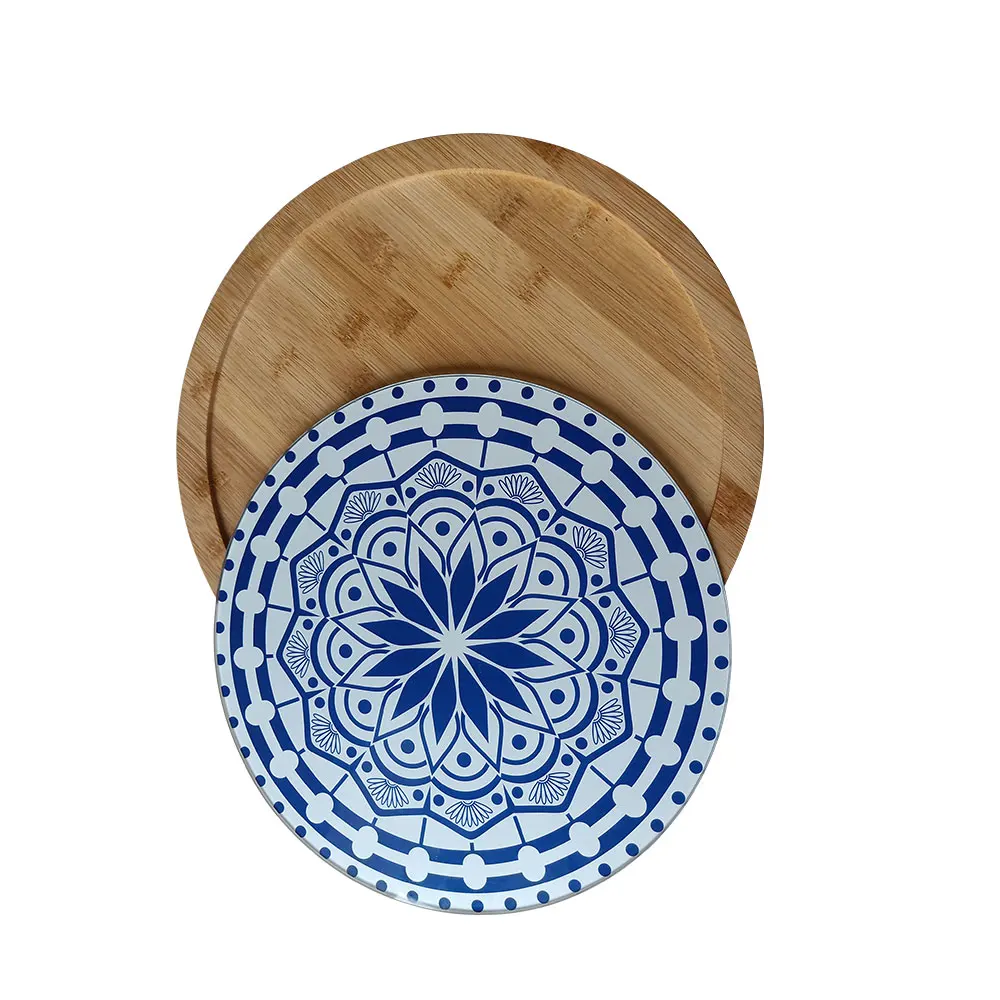 
Round Shape Rotatable Glass Cheese Board for Cutting Chopping Table Dining 