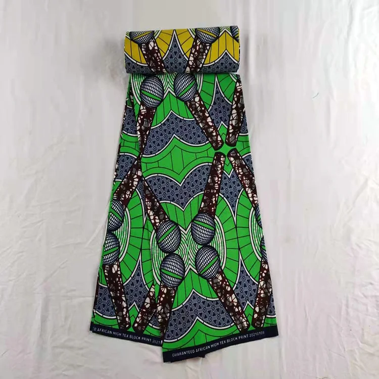 New ArrivalMaterial African Cotton Polyester Wax Stock cloth Prints Fabric Real Wax 6 Yards