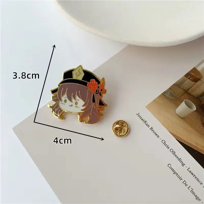 genshin impact Metal badge brooch qiqi hutao ganyu cute figure decorative crafts