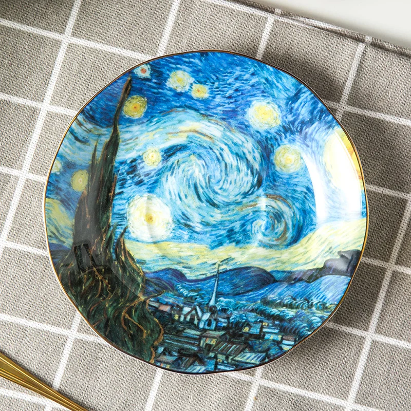 Van gogh starry night new design ceramic bone china cup and saucer