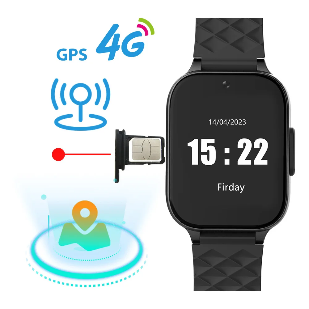 V52 SOS Call Alarm Clock GPS Tracker Geo-fence  Pedometer Elderly Smartwatch 4G History Tracking Elder Smart Watch