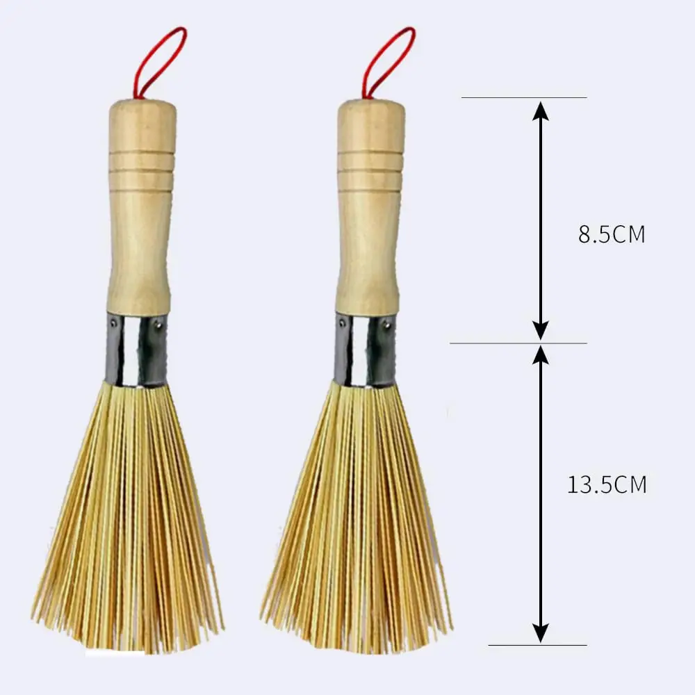 25cm Natural Bamboo Kitchen Cleaning Brush for Pot Bowl Broom Cleaning Durable Household Cleaning Brushes