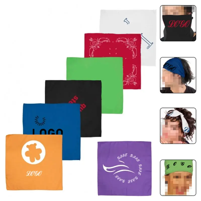 multifunctional bandana colourful custom square fabric bandanna printed classic custom bandana logo cotton bandana custom design