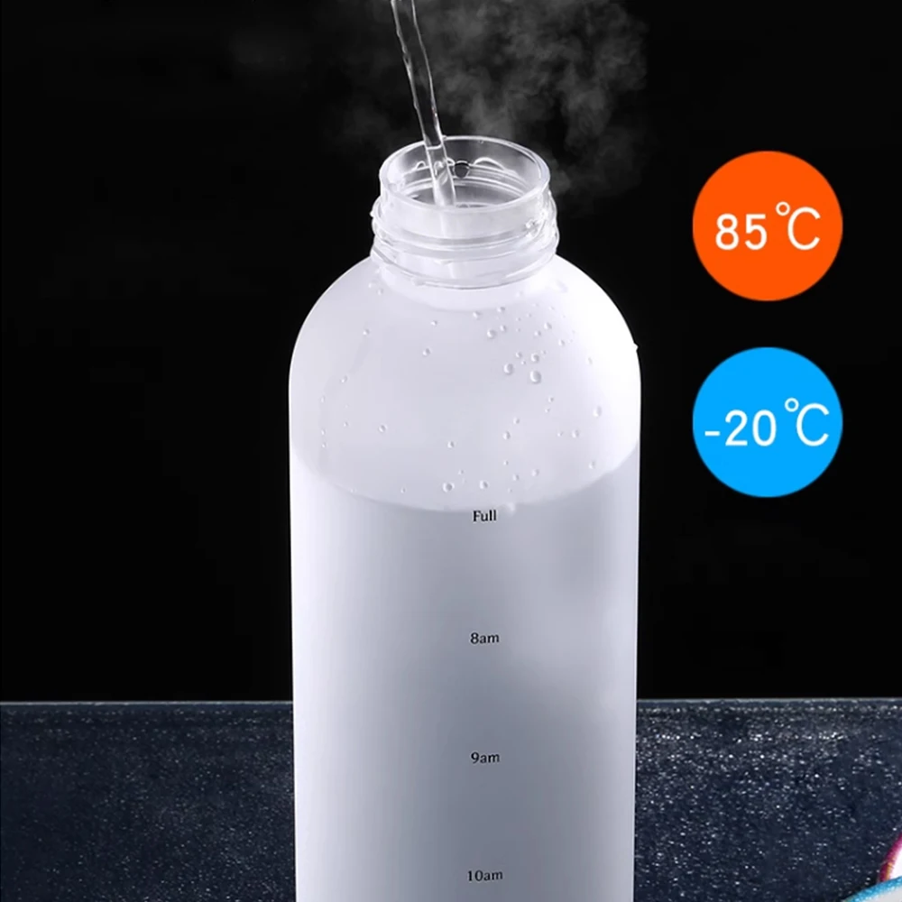 Custom Logo Bpa Free 1L Sports Motivational Tritan Plastic Water Bottle With Time Marker  Gradient Color Frosted Glass Cup