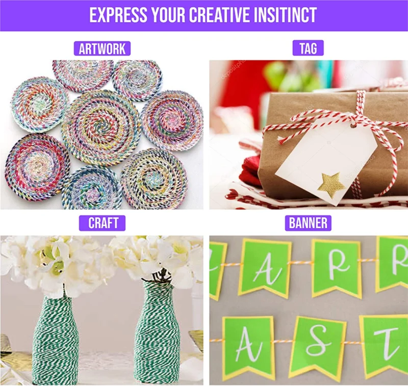 Colourful Multi Purpose Cotton Bakers Twine Cords for DIY Crafts Gift Wrapping Christmas