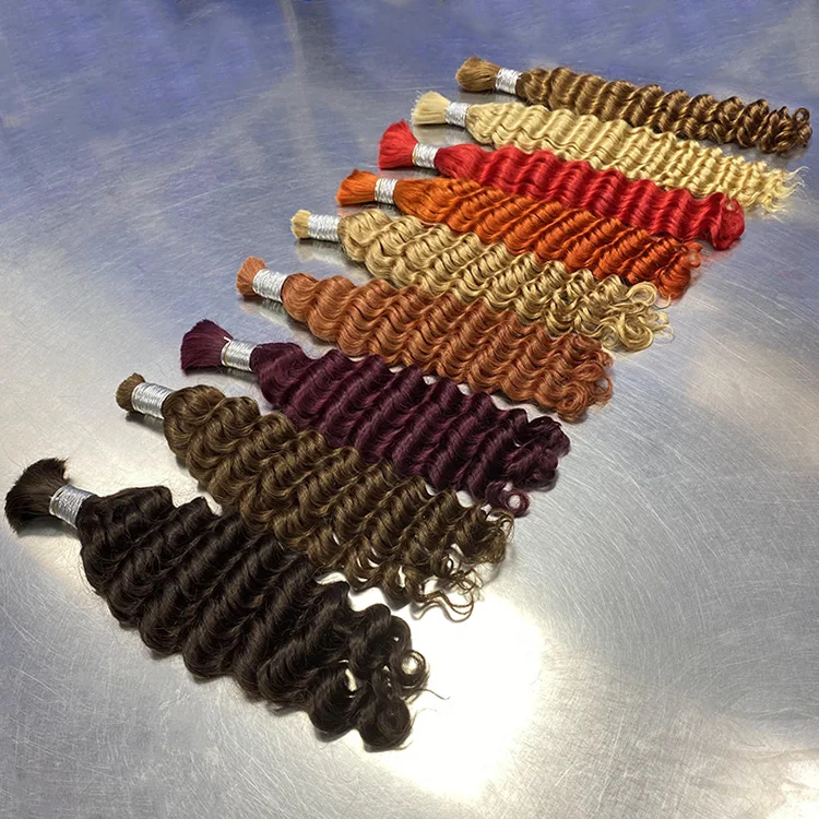 RXHAIR Spiral Curl Extension 30# Deep Wave Braiding Hair Products Crochet Afro Kinky Bulk Human Hair For Crochet Braids Hair