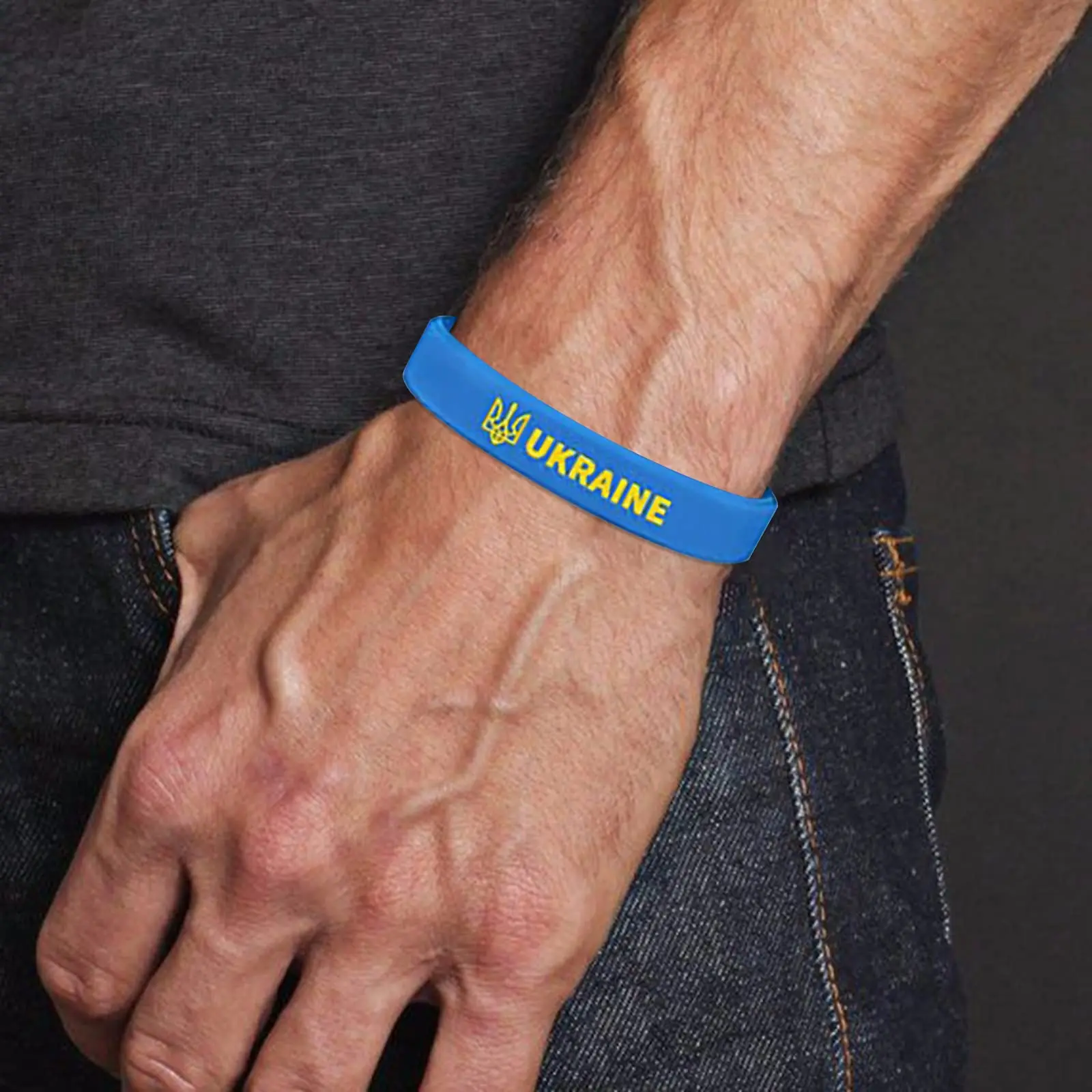 Soccer Ukraine Country National Flag Rubber Wristband Yellow Football fitness Sports Elastic Silicone Bracelets