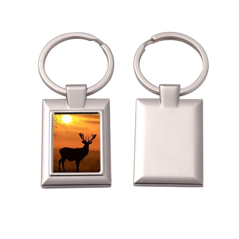 Custom  sublimation metal keychain DIY blank keychains concave position sticker hot stamping aluminum sheet  keyrings