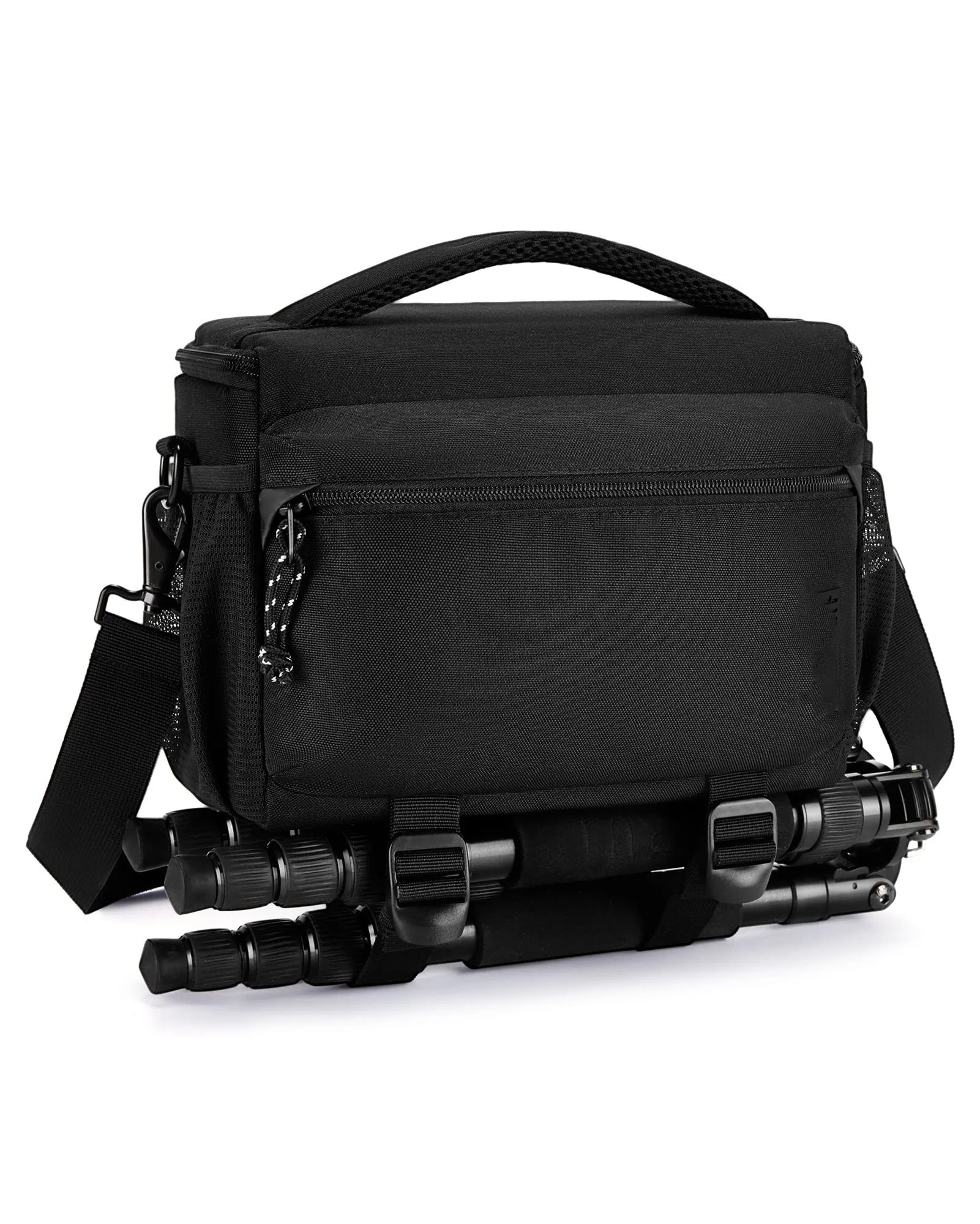 Hot Sale QQgift OEM Custom Small Black Waterproof Crossbody Professional Small Camera Case With Tripod Holder For Outdoor Travel