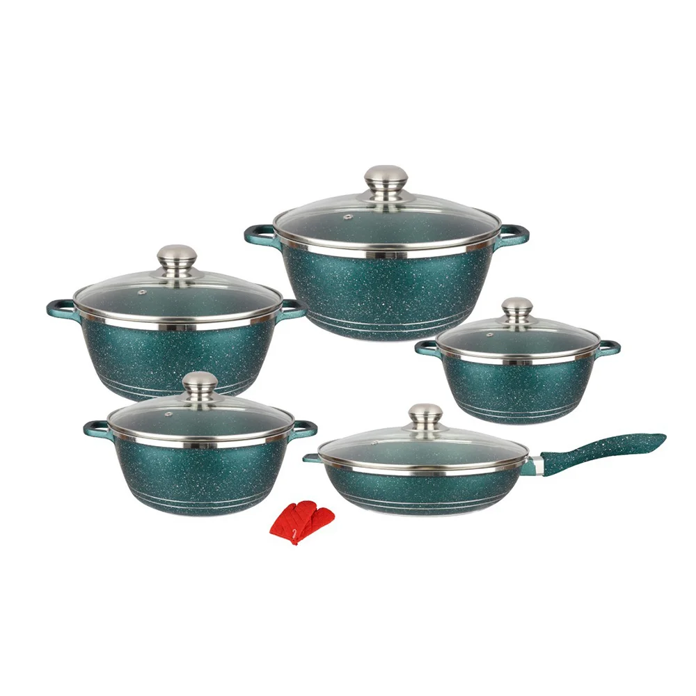 12 non-stick kitchen aluminum cookware set home die-cast stockpot multi-functional medical stone pot