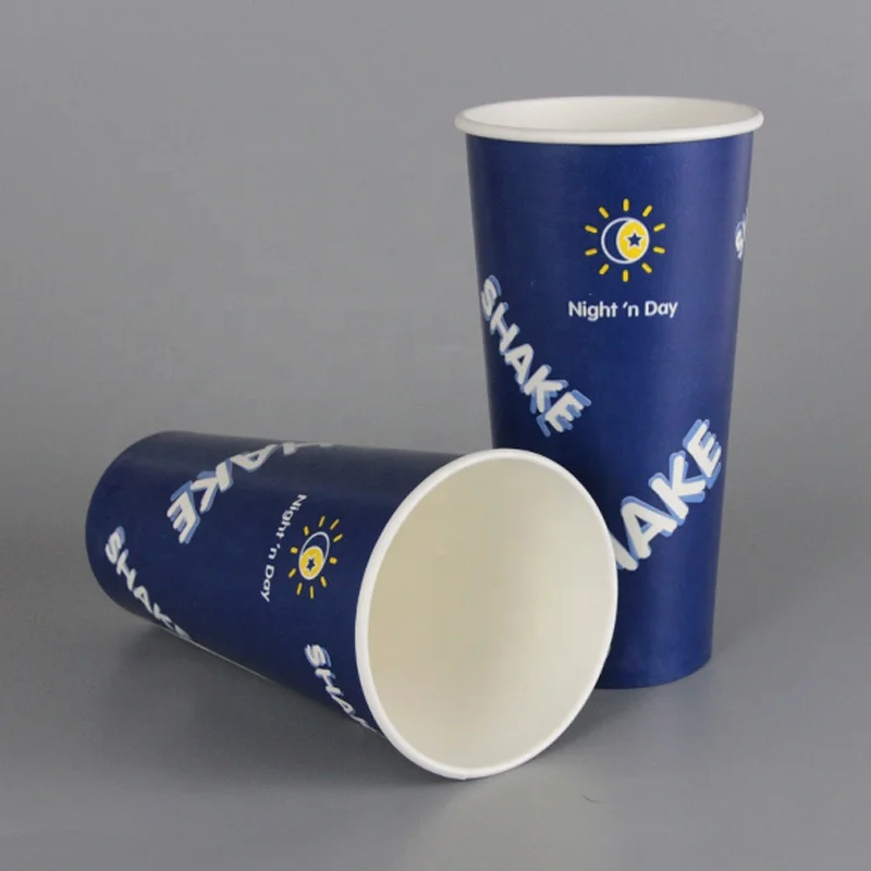 Blue Color Disposable Single Wall Paper Cup With Matching Lid for Cold Beverage Juice Beverage by PLA or PE Lined