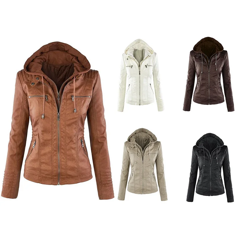 Quanzan 2021 нового дизайна женские кожаные куртки зимнее ветрозащитное пальто из PU искусственной кожи 5 видов цветов плюс размер 7XL с капюшоном Женская