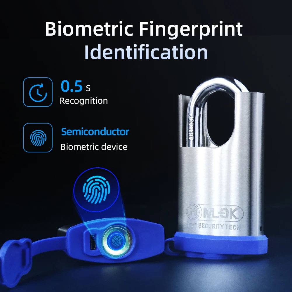 Brass Smart USB app warehouse padlock with fingerprint