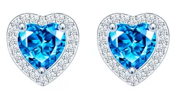 Luxury Birth Stone 925 Sterling Silver Heart Gem Stone Earrings