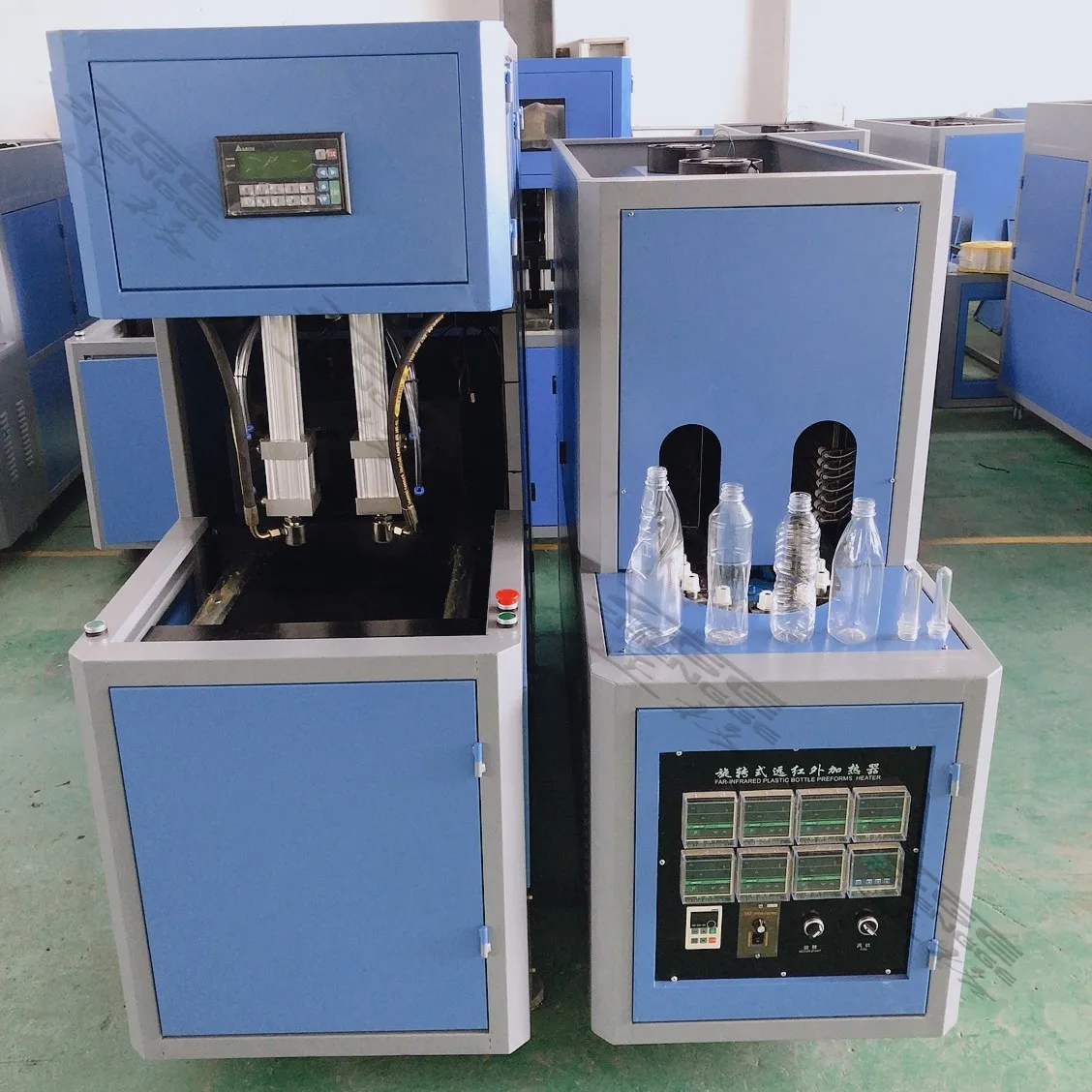 Semi automatic 2 cavities 1L 5L preform pet jar stretch bottle making equipment blow molding machine