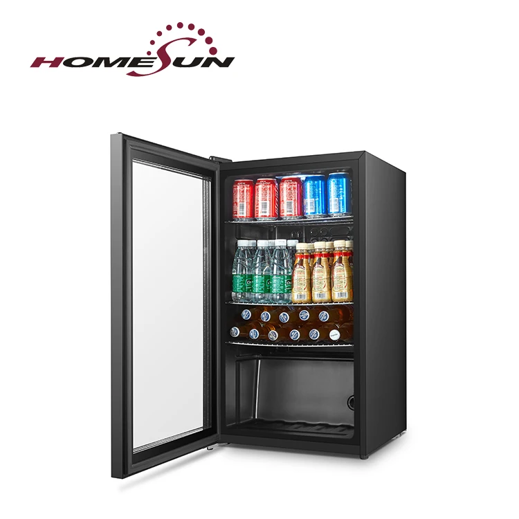 93L high quality retro custom led glass door mini fridge for beverage