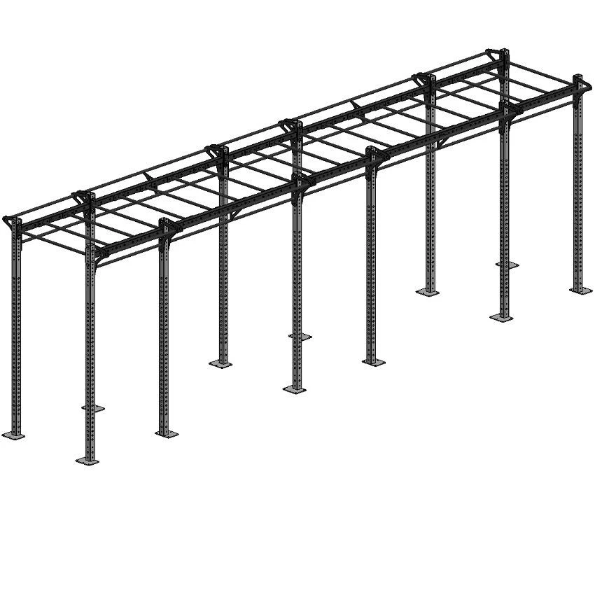 Multi Function Fitness Strength Equipment Triple Cell Cross Fit Rigs With Monkey Bars