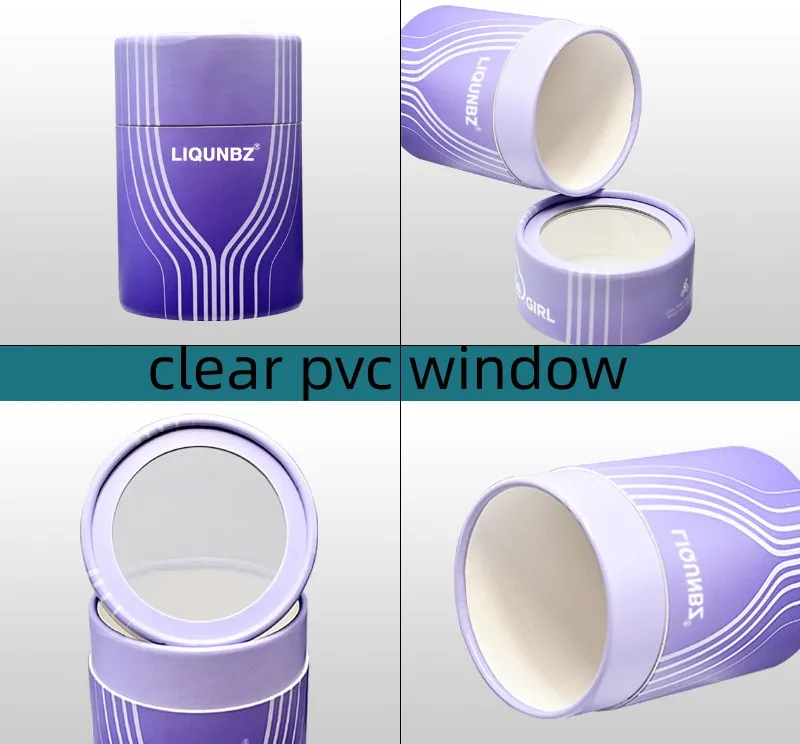Custom high quality packaging tubes new arrival clear pvc transparent window round cylinder paper tube with window