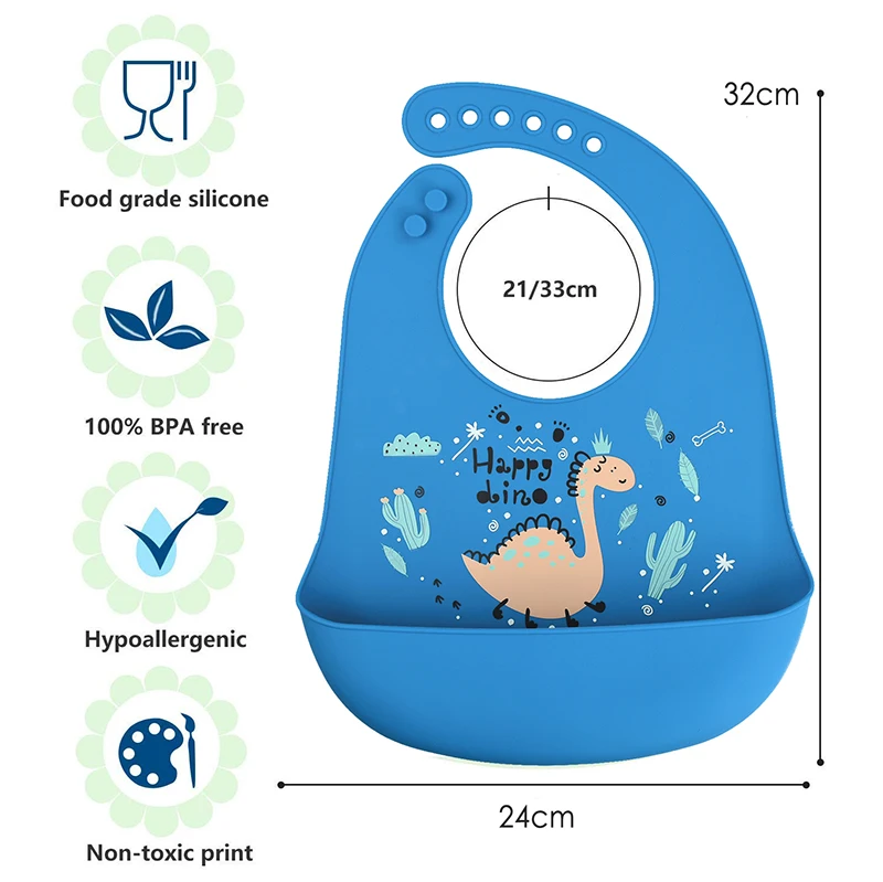 Factory wholesale silicone baby bibs cartoon animal mushie  baby custom silicone bib