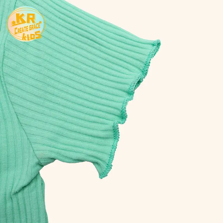 Wholesalers Top Quality Baby Girl Clothing Ribbed Fabric Kids Wear Comfortable Summer T-shirt Multicolor Top Kids Clothes
