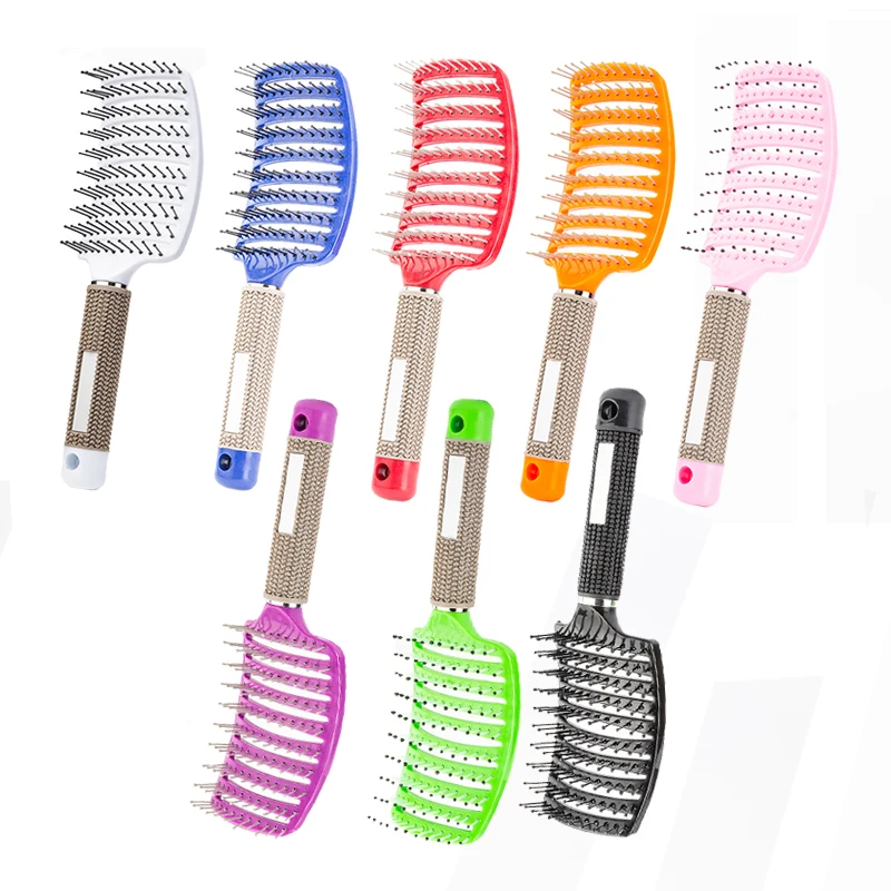 Fashion Hollow Curved Comb Rubber Styling Tool Hair Restoration Brush Household Scalp Massager Anti Static Electricity