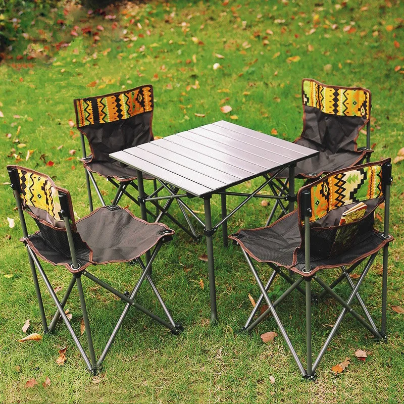  Outdoor Folding Table Chairs Set (5 pcs) Portable Camping table