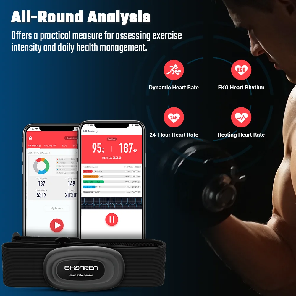 Водонепроницаемый перезаряжаемый фитнес-трекер BLE5.0 для велоспорта, плавания, пульсометр