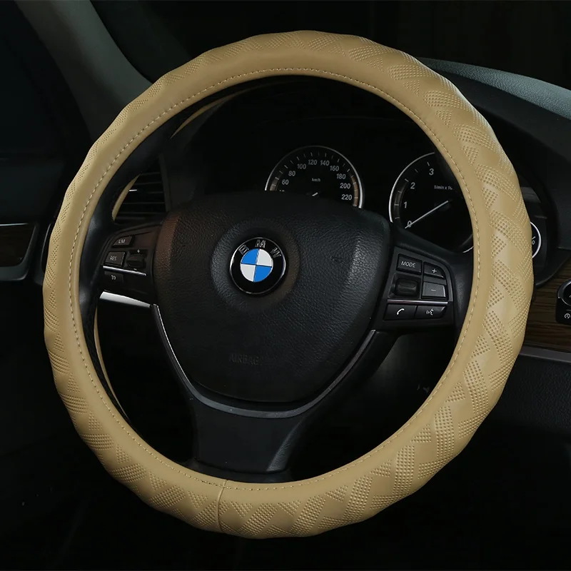 Durable and high-quality universal car accessories brown fashionable leather steering wheel cover