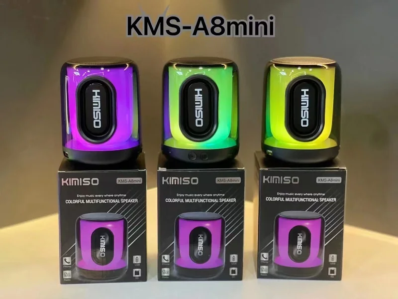 Оригинальный цены по прейскуранту завода-изготовителя kimiso динамик с цветной диодной подсветкой BT акустическая система беспроводной TF USB наушники-вкладыши TWS KMS-A8 Мини светодиодный ночник