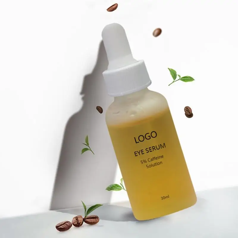 Private Label Caffeine Eye Serum 5% Caffeine Solution Reduces Puffiness Dark Circles Under Eye Bags Wrinkles Fine Lines