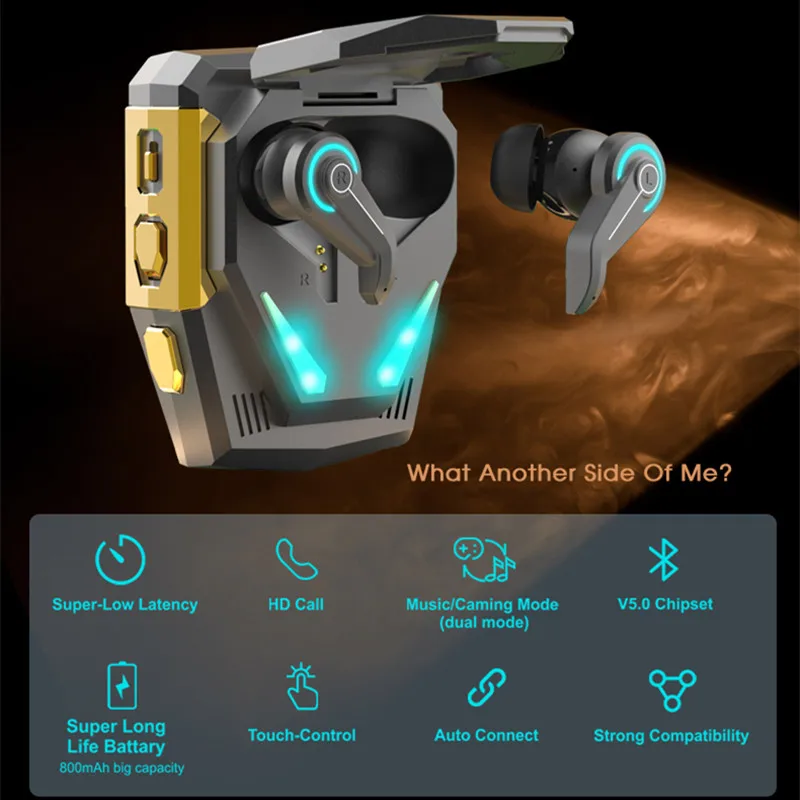 BT 5.0 Wireless Earbud Gaming Headset/Handheld Game Console, TWS Sports Gaming Headset for IOS/Android