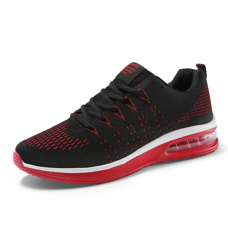 Air sole fancy white sports shoe knitted upper private label sport shoes for men