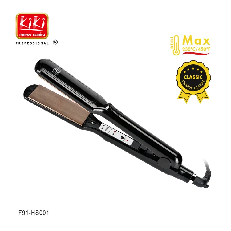 Wholesale Economical Adjustable Temperature PTC Heater Hair Straightener Brush Titanium Wide Plate Hair Straightener for Salon