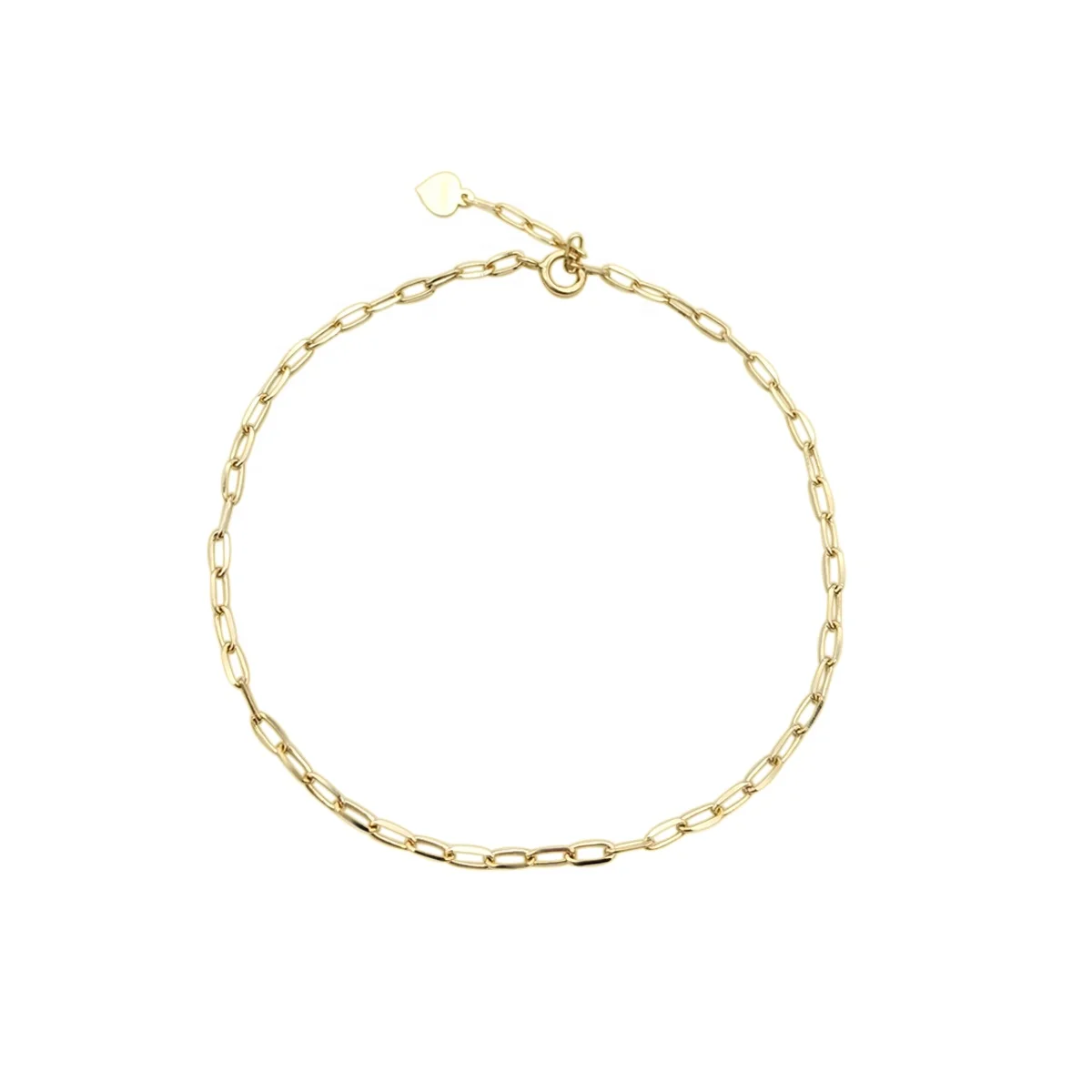 Модный браслет-цепочка ювелирное изделие 14K твердый золотой браслет бумажный зажим цепочка 14k оптовая