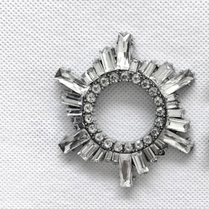 Silver Color Bling Crystal Glass And Diamond Metal Shoe Buckle For Women Shoe