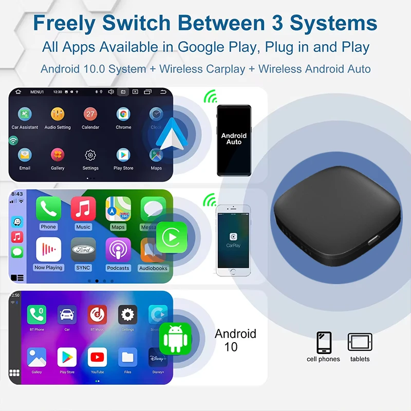 Hot selling Wireless Carplay Android Automatic Adapter 2GB+16GB Wireless WiFi6 Carplay AI BOX