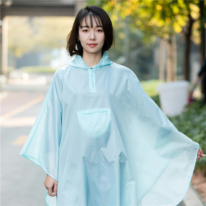 High quality custom polyester material comfortable pink waterproof teenage bicycle foldable raincoat with pouch