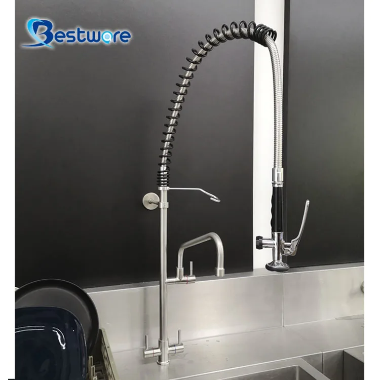 Modern High Quality Commercial Dishwasher with Deck Mount Stainless Steel Kitchen Faucet Economic Pre-Rinse Ceramic Valve Core