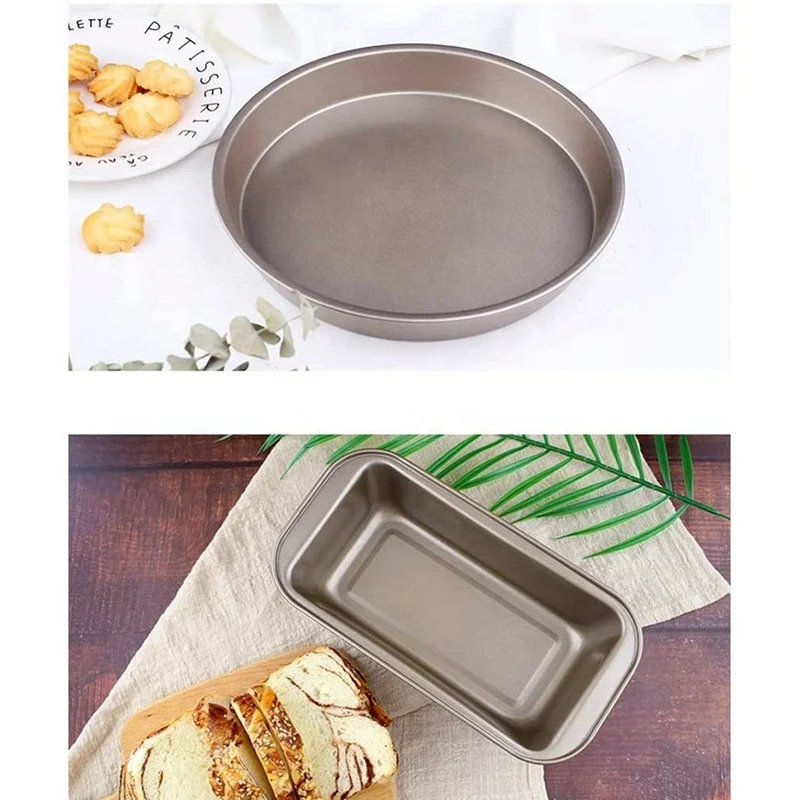 Антипригарный набор для выпечки с золотым покрытием и различной формочкой для торта, включая сковороду для торта и противень для выпечки