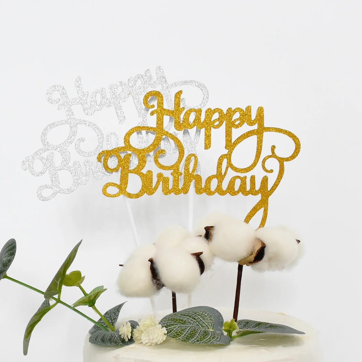 
Glitter paper happy birthday cake topper glittering cake topper 