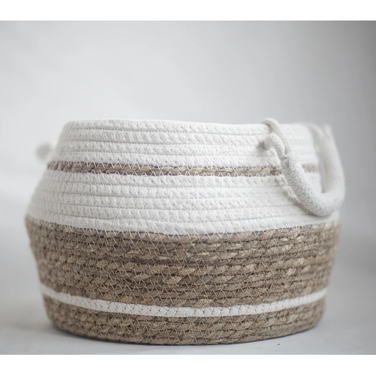 Пользовательская Водонепроницаемая круглая 2021 хлопковая плетеная морская корзина плетеные корзины для хранения пикника из ротанга