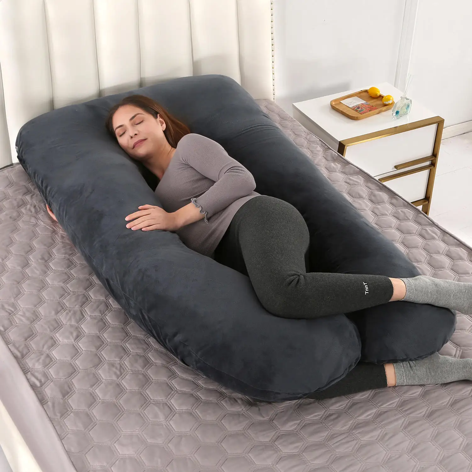 Hot Selling U-Shape Memory Foam Nursing Pillow Large Size Cotton Multi-Functional Body Care Mat for Pregnant Moms Baby Feeding