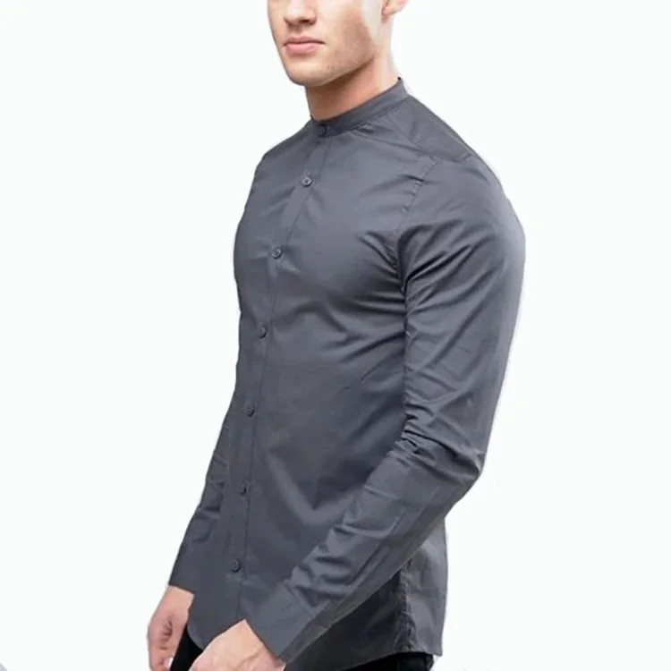 Custom men shirts high quality slim fit shirts with mandarin collar