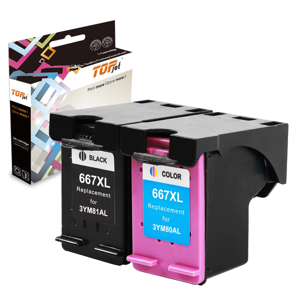 Topjet 667XL 667 XL Remanufactured Premium Color Ink Cartridge for HP667XL HP667 for HP DeskJet Advantage 1275 2374 2375 Printer