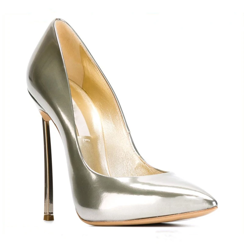 classic style gold color latest fashion high heels shoes for women pumps pointed toe ladies Custom