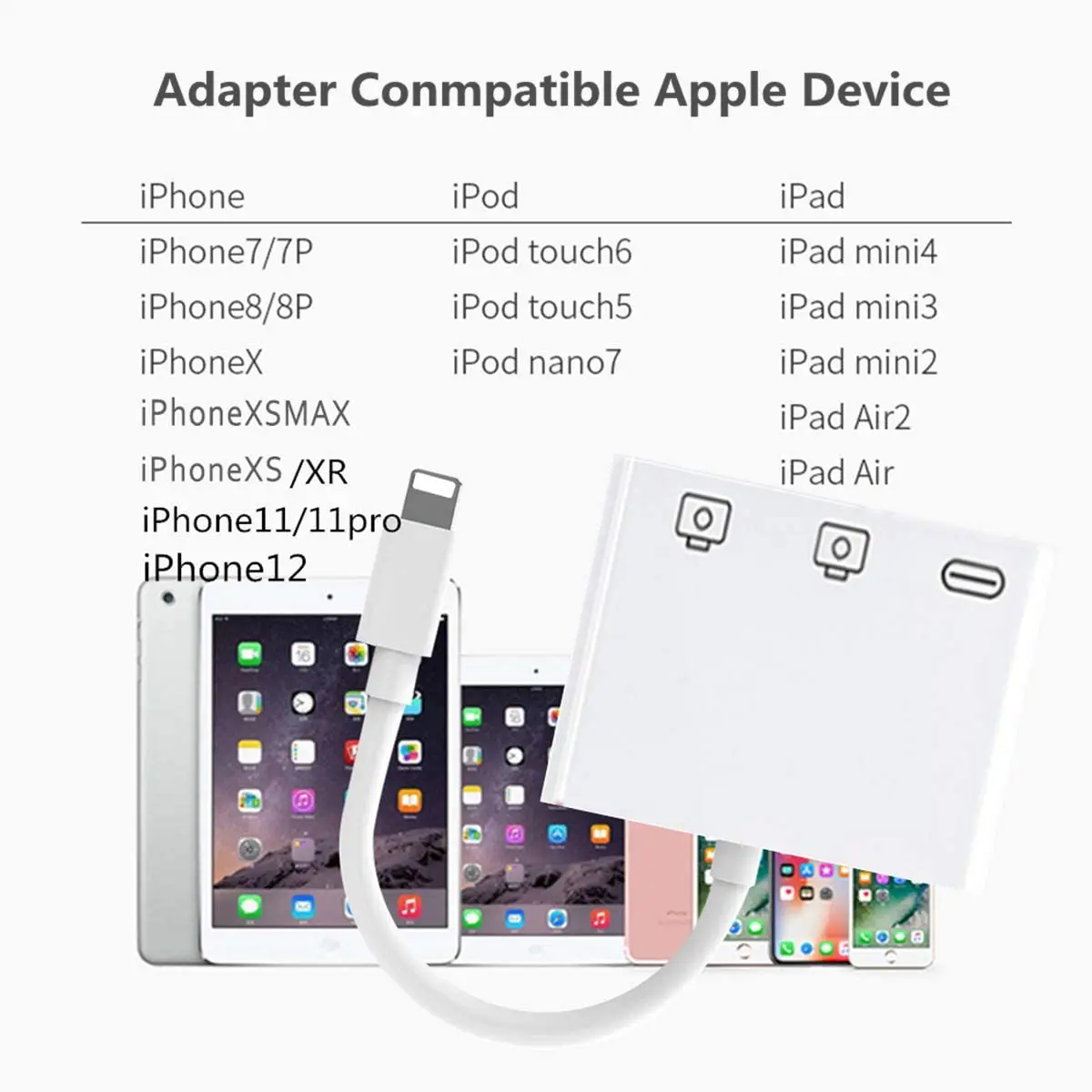 3 in 1 OTG Usb Camera Adapter For Iphone And Ipad